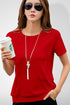 Women Red Round Neck Half Sleeves T-Shirt